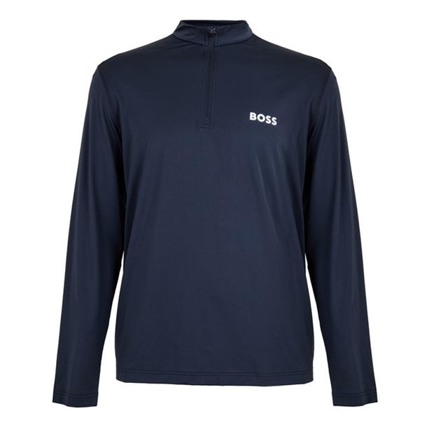 Black - Boss - Men's  Green 1/4 Zip Performance Tracksuit Top