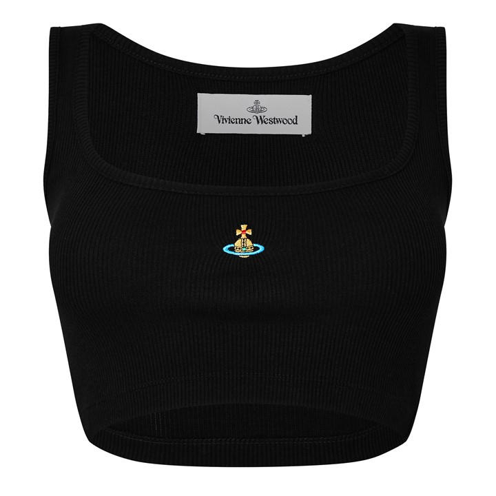 VIVIENNE WESTWOOD Women’s Logo Crop Querelle Vest Top – Black
