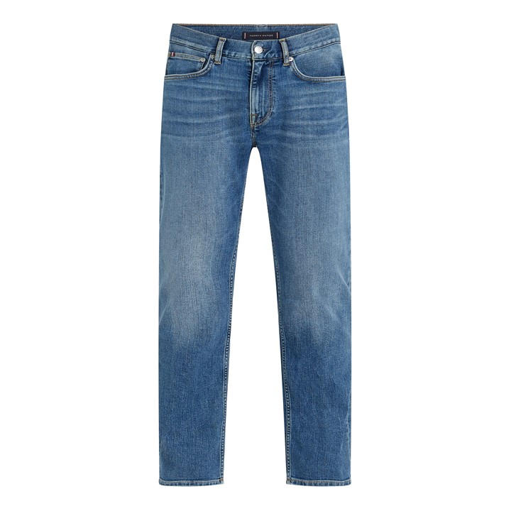 Tommy Hilfiger Men's Blue Denton Whiskered Straight Leg Jeans Small