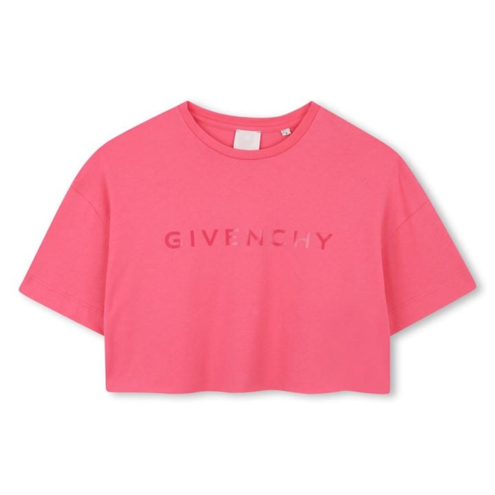 Givenchy Girls Pink Logo Crop T-Shirt Juniors - 5 - 6 Years