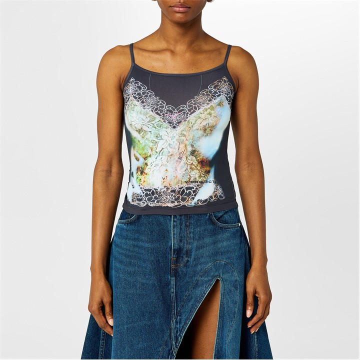 Y PROJECT Lace Print Tank Top – Black