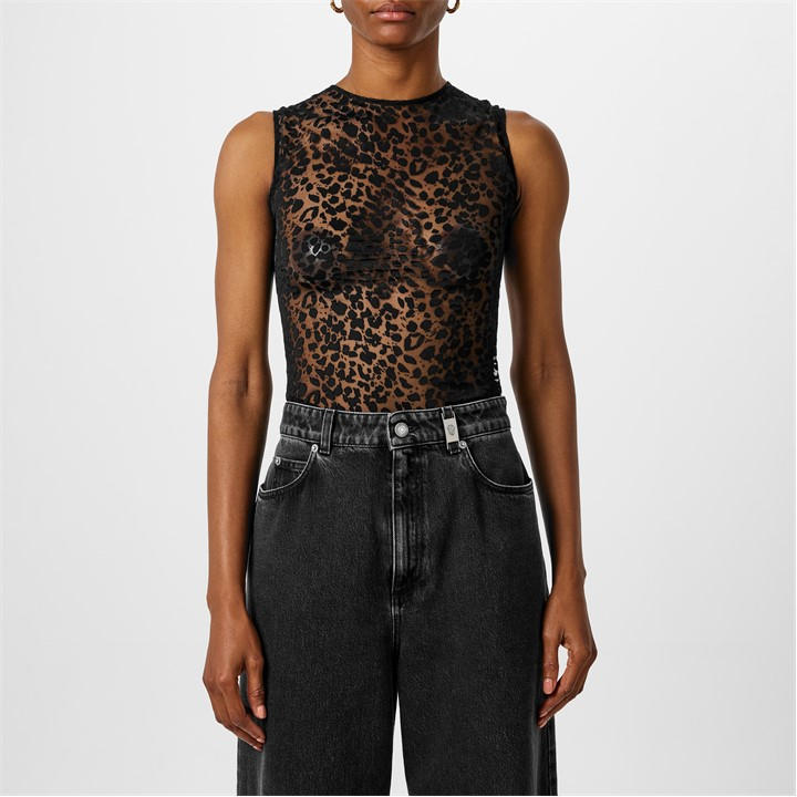 ALEXANDER MCQUEEN Leopard Tank Top – Black