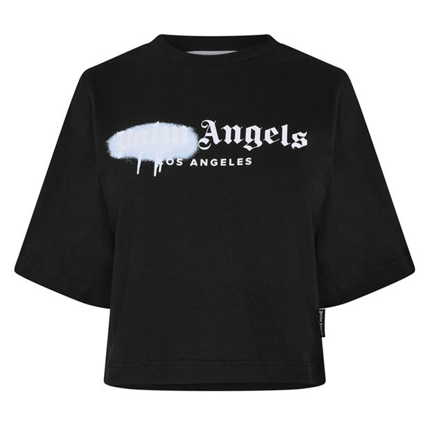 Blk/Pink - PALM ANGELS - Women's Spray T Cropped Crop Top