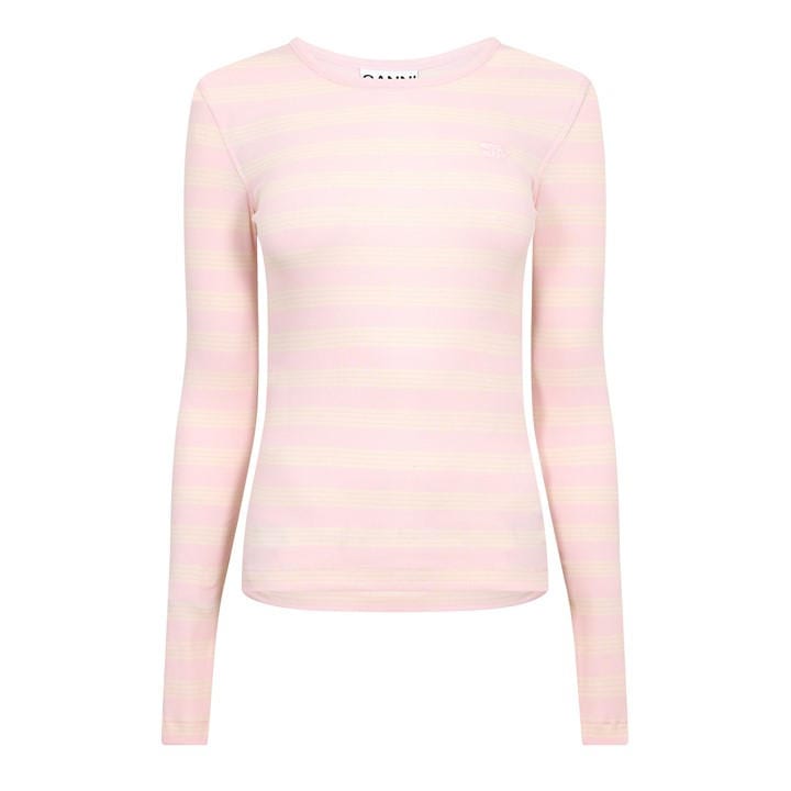 Ganni Women's Pink Longsleeve Tee Ld61
