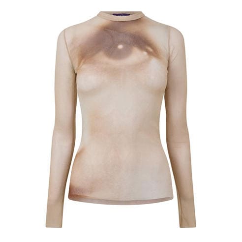 JEAN PAUL GAULTIER - Women's Mesh Slim-Fit Long-Sleeve T-Shirt