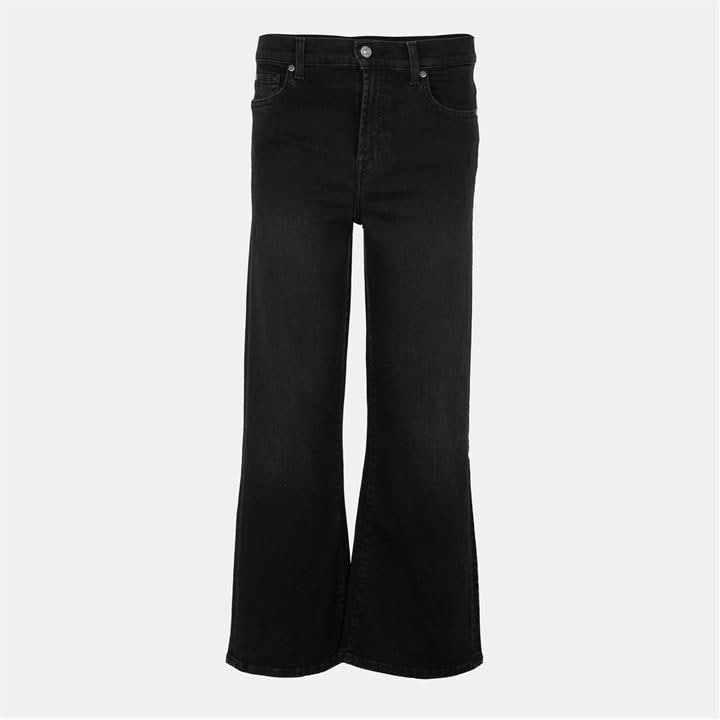 7 For All Mankind Women's Black Cropped Alexa Straight Leg Jeans