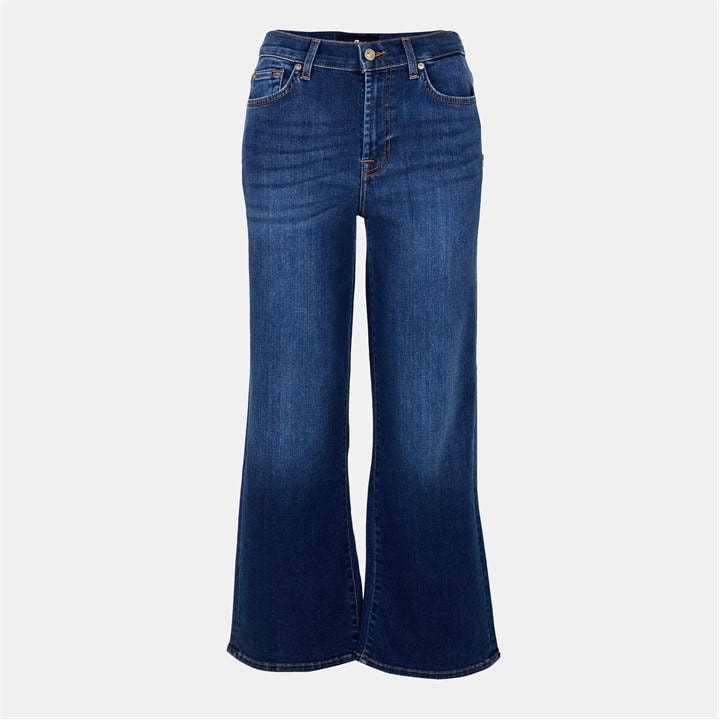 7 For All Mankind Women's Blue Cropped Alexa Straight Leg Jeans