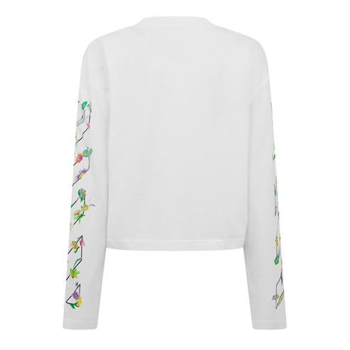 OFF WHITE - Women's Flower Hi Neck Long Sleeve T-Shirt