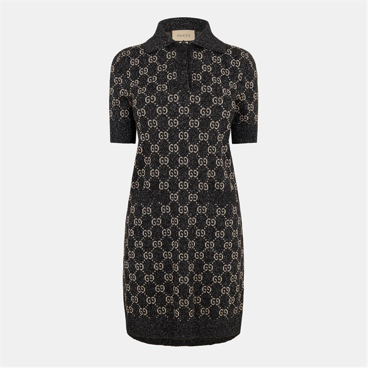Gucci Women's Black Gg Jacquard Cotton Dress - Size 10