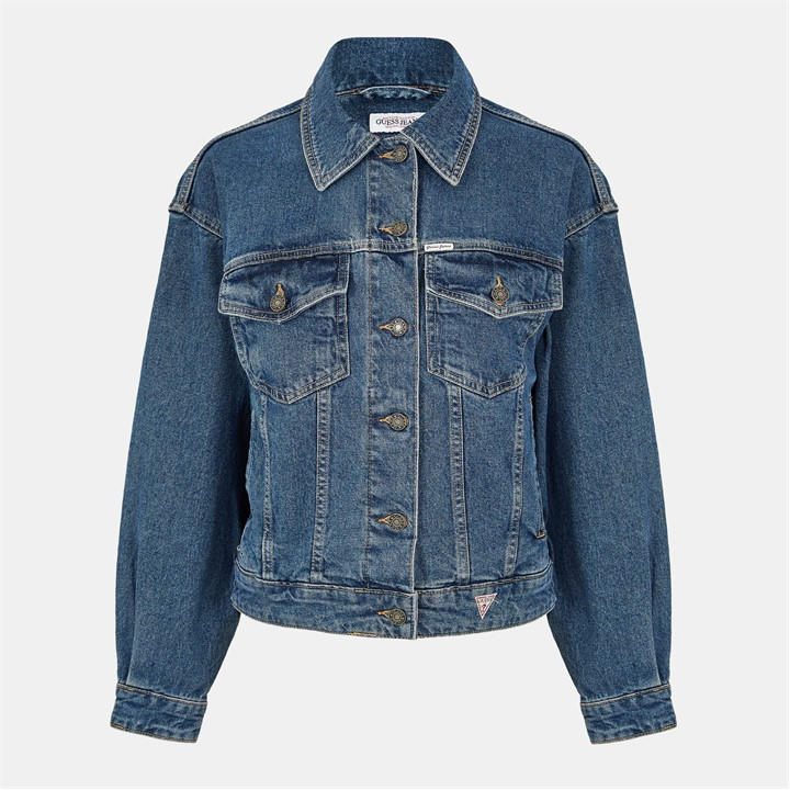 Guess Women's Blue Denim Jacket Size 12