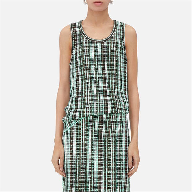 BOTTEGA VENETA Cotton Viscose Check Top,All Products : American Fashion Style Bags On Sale