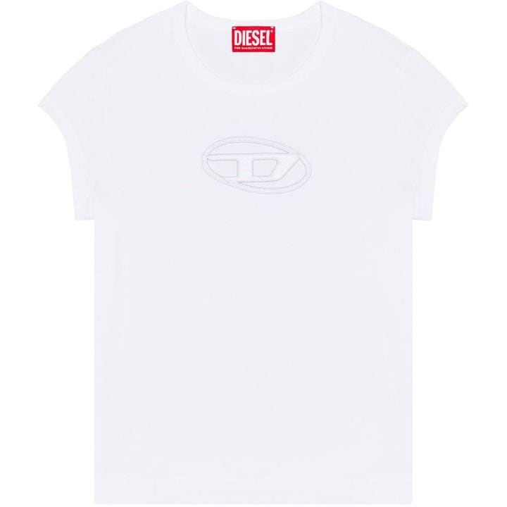 Diesel Women's White T-Angie Oval D T-Shirt - Size 12