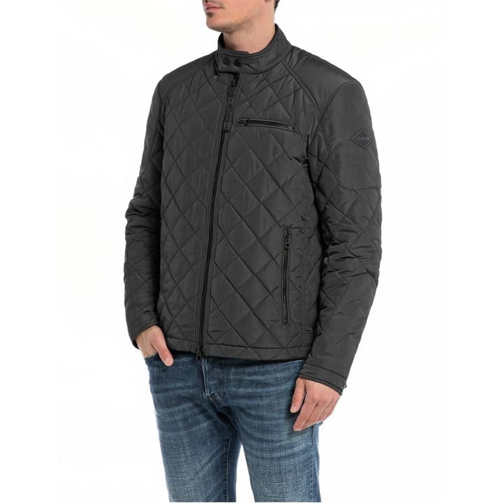 Replay Short Jacket in Oxford Poly – Black Replay Short Jacket in Oxford Poly – Black