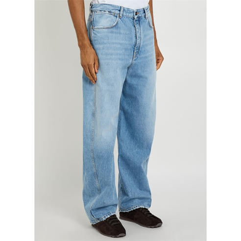 GIVENCHY - Men's Couture Seam Distressed Cotton Straight Leg Jeans