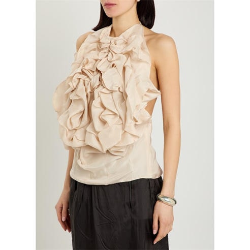 Maison Margiela - Women's Silk Slim-Fit Halterneck Tank Top