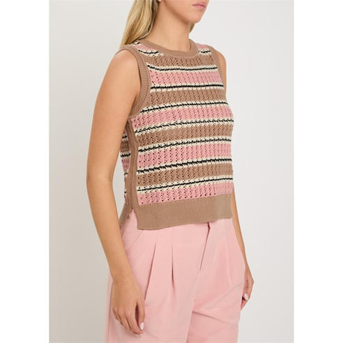 Varley - Women's Deeley Striped Cotton Slim-Fit Tank Top