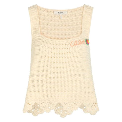 Chloe - Women's Crochet Cotton Square Neck Cropped Tank Top