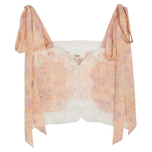 Chloe - Women's Floral Silk Cropped Oversized-Fit Cami Top