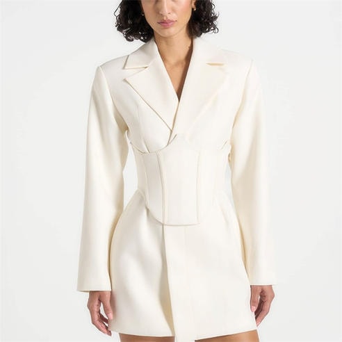 MANIERE DE VOIR - Womens Lacey Tailored Blazer Dress With Reversible Belt
