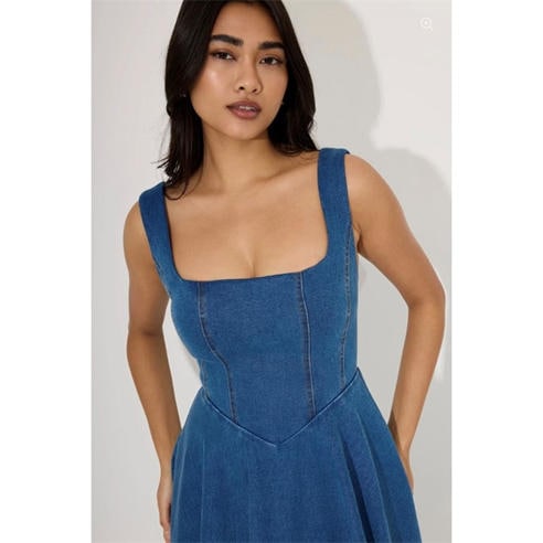 ODD MUSE - Womens Sq Neck Midi Long Maxi Dress