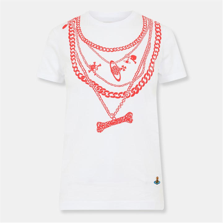 Vivienne Westwood Women's White Viv Chain Tee Ld54 Size 16