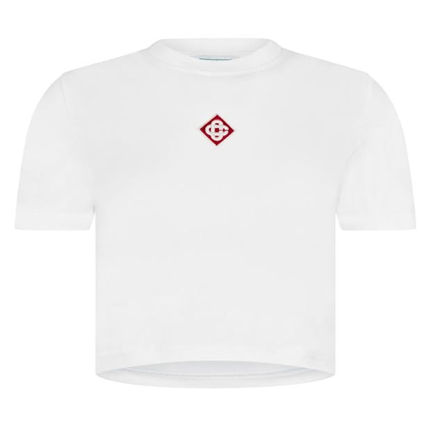 CASABLANCA Women´S Logo Cotton Cropped Baby T-Shirt,All Products : American Fashion Style Bags On Sale