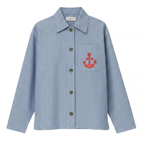 STELLA NOVA - Stella Nova Striped Anchor Embroidered Shirt - Blue Stripes