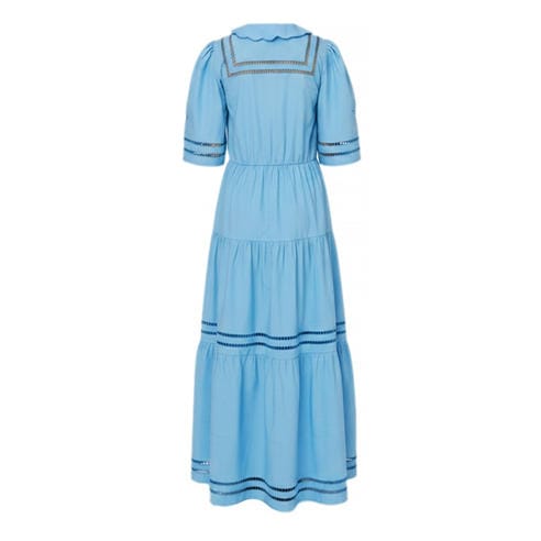 Stella Nova - Stella Nova Maxi Dress with Short Sleeves and Artworks - Blue Coral