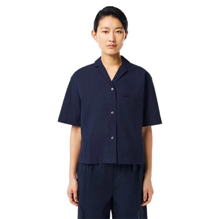 Lacoste Women's Blue Short-Sleeve Plain Shirt