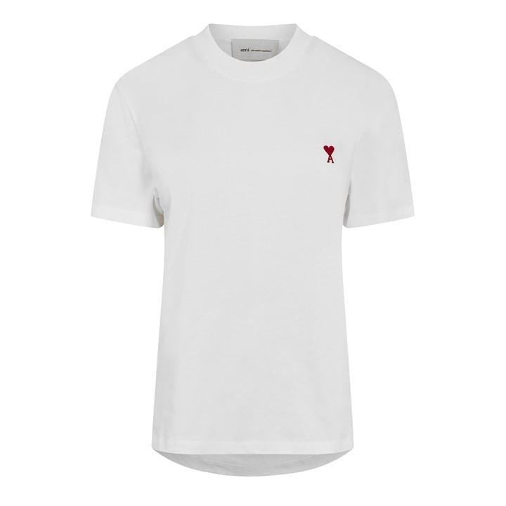 Ami Paris Women's White Heart T-Shirt - Size 10