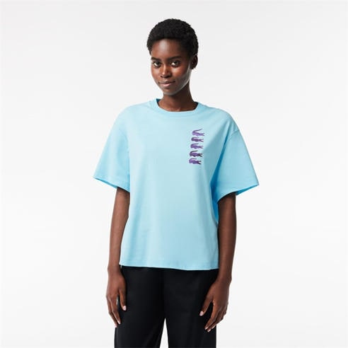 Lacoste - Oversized Iconic Croc Print Cotton T-Shirt