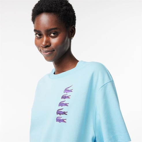 Lacoste - Oversized Iconic Croc Print Cotton T-Shirt