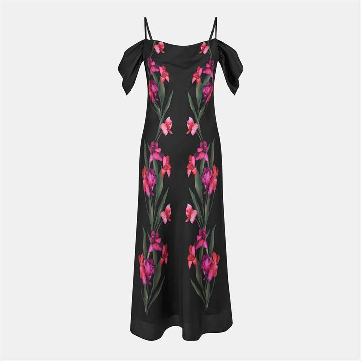 Ted Baker Women's Black Satin Midi Drs Size 14