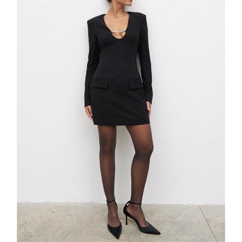 Pretty Lavish - Women's Lou Long Sleeve Embellished Trim Mini Dress