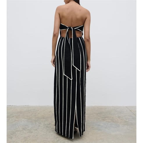 Pretty Lavish - Women's Penny Piped Striped Cotton Bandeau Maxi Dress