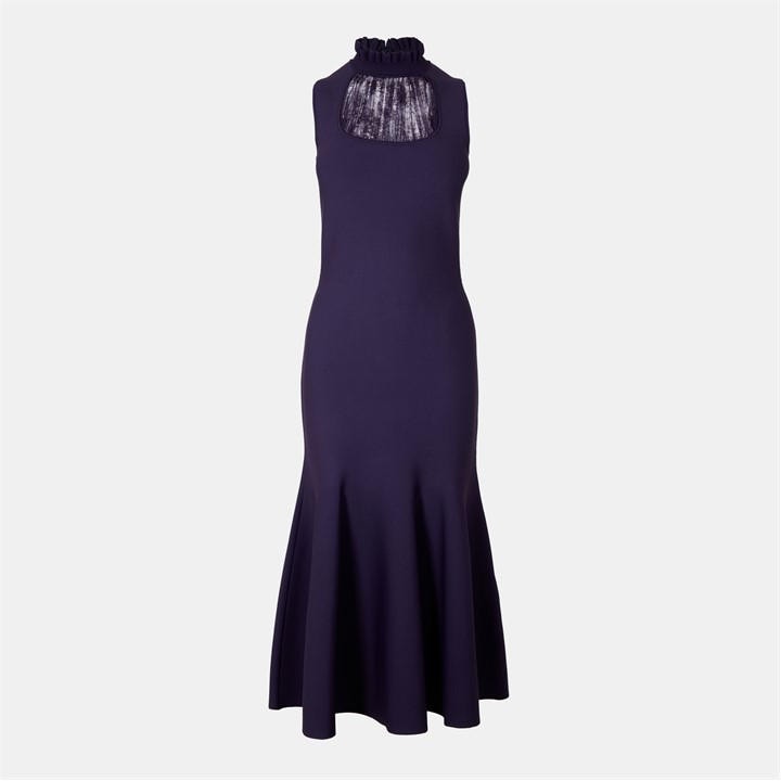 Alexander Mcqueen Women's Purple Lace Midi A Line Dress - S