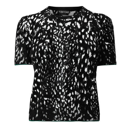 TOM FORD - Women's Velvet Jacquard Crew-Neck Slim-Fit T-Shirt