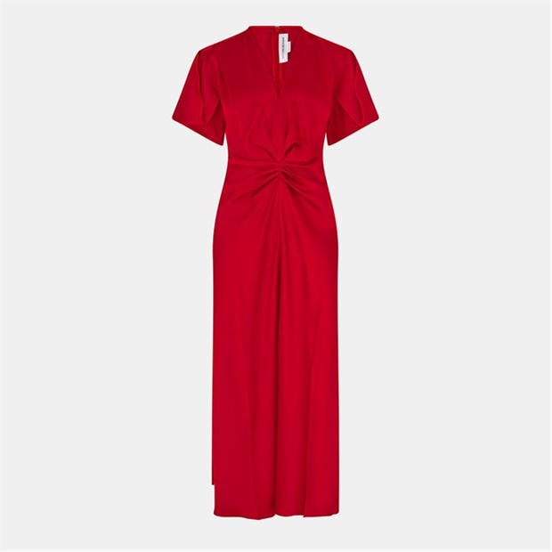 Black - VICTORIA BECKHAM - Gathered V-Neck Midi Dress