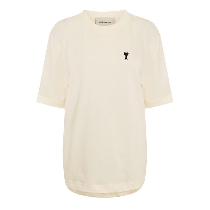 Ami Paris Women's White Place Des Oversized Fit Oversized T-Shirt - Size 10