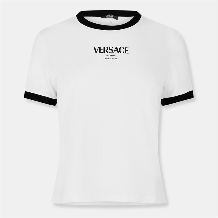 Versace Women's White Logo T-Shirt Ld61