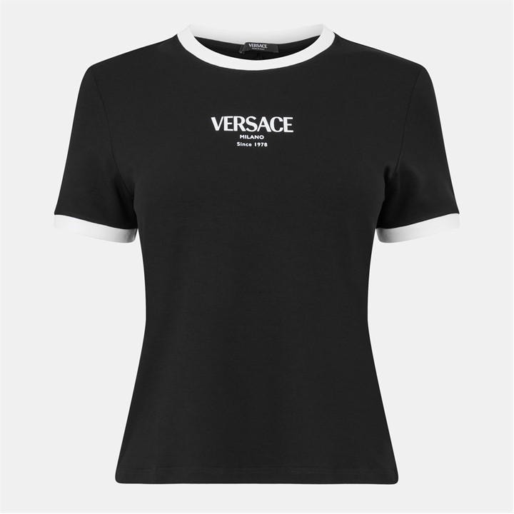 Versace Women's Black Logo T-Shirt Ld61