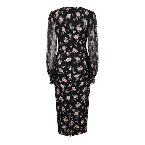 DOLCE AND GABBANA - Women's Puff Sleeve Long Maxi Dress