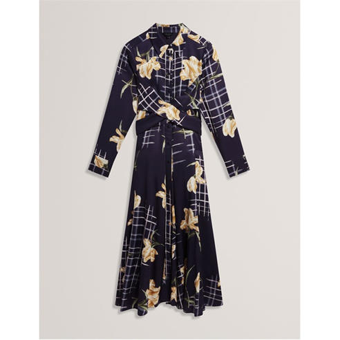 Ted Baker - Women's Long Sleeve Print Midi Wrap Dress