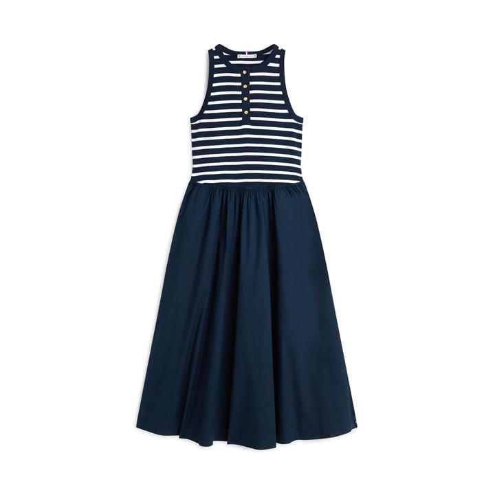 Tommy Hilfiger Women's Blue Tommy Poplin Dress Ld63