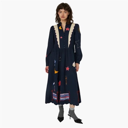STELLA NOVA - Stella Nova Bead Embellished Midi Dress - Navy