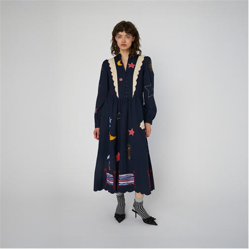 STELLA NOVA - Stella Nova Bead Embellished Midi Dress - Navy