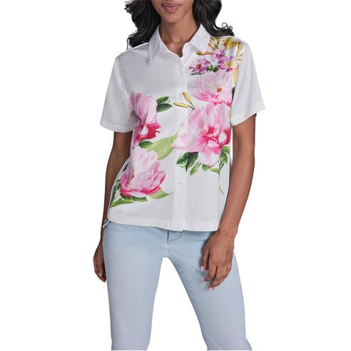 KARL LAGERFELD - Women's Sportswear Patterned Short Sleeve Shirt