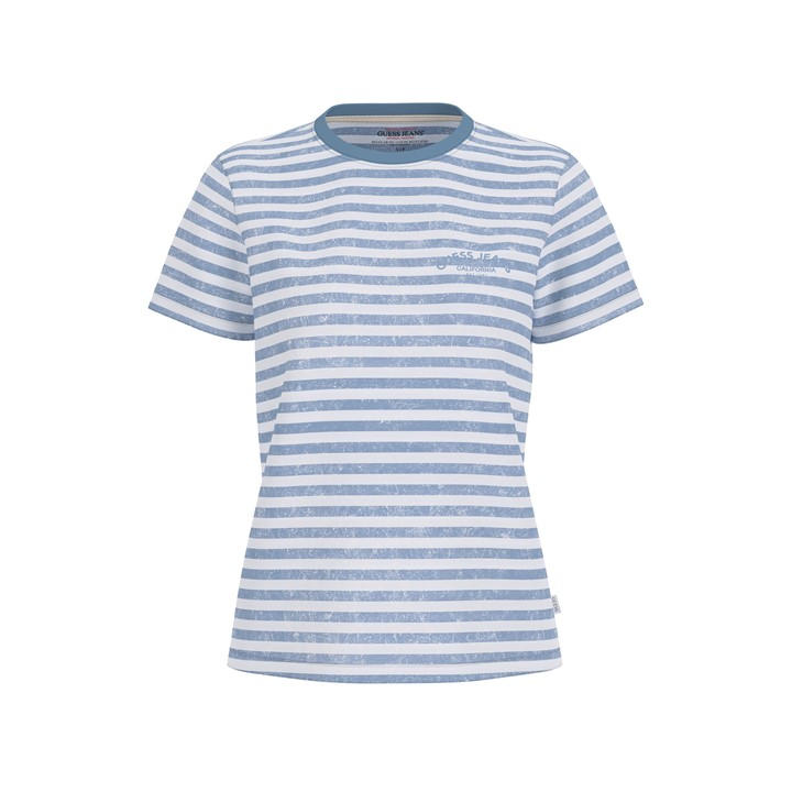Guess Women's Blue Stripped Tee Ld62