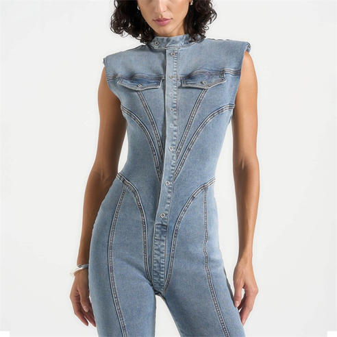 MANIERE DE VOIR - Women’s Wax Coated Denim Jumpsuit