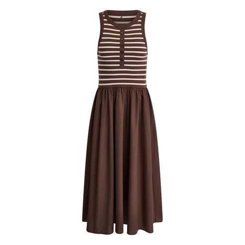 DKNY - DKNY Jeans Rib Henley Tank Dress W/ Poplin Skirt